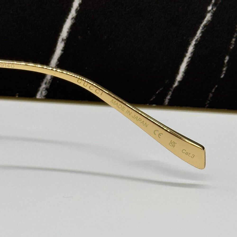 NEW GUCCI SUNGLASSES GOLD WOMEN OVAL EYEWEAR GUCCI GG1922S 001 - Picture 12 of 13